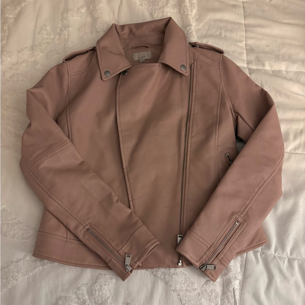 LOFT Blush Pink, Faux Leather Moto Jacket Size 6
